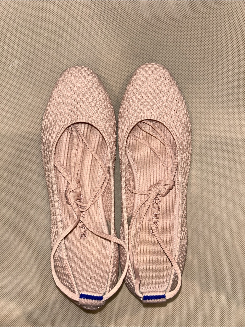 Rothy's The Square Wrap ballet flats in a light pink knit fabric, Size 7.5 - Picture 8 of 10